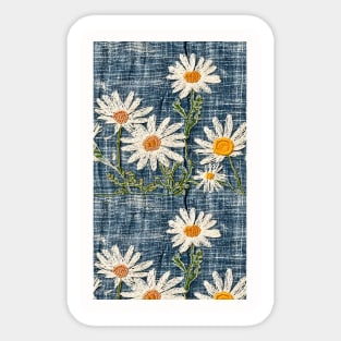 Distressed denim and daisies design Sticker